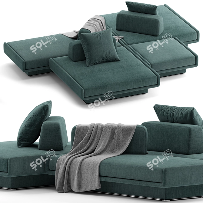 Modern Modular Fabric Sofa Collection 3D model image 1