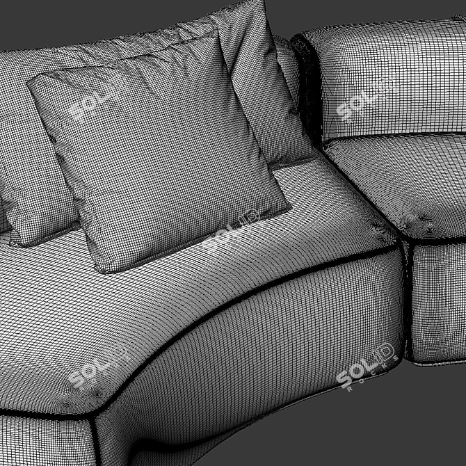 Modern Cosy Curve Sofa: 3D Visualiation 3D model image 3