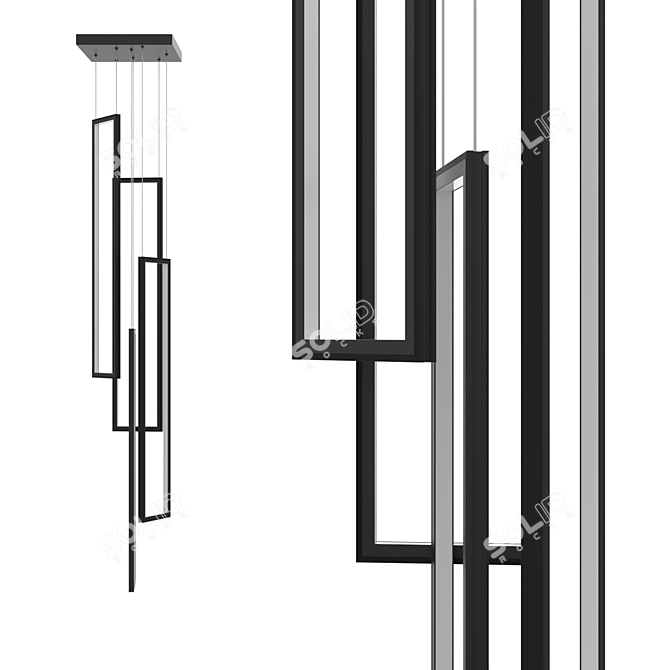 Modern Frame Pendant Light 3D model image 2