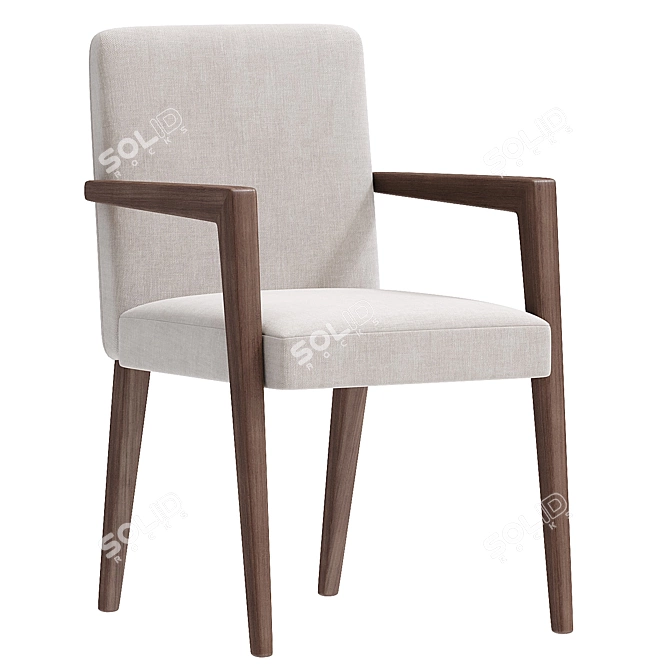 Grayish Beige Modern Wooden Armchair 3D model image 1