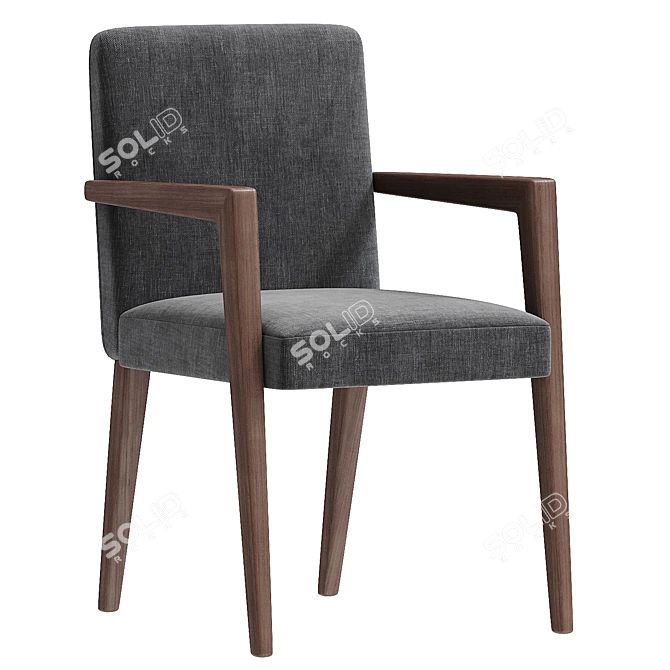 Grayish Beige Modern Wooden Armchair 3D model image 2