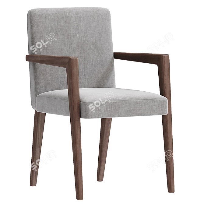 Grayish Beige Modern Wooden Armchair 3D model image 3