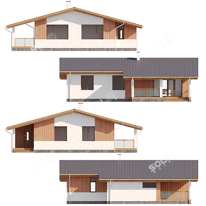 Rural House with Millimeter Units 3D model image 2