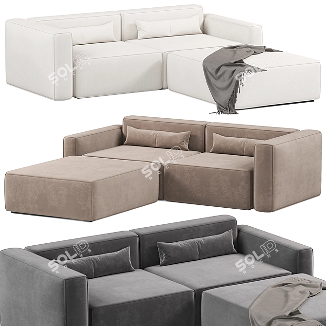 Modern Modular Sectional Sofa Set 3D model image 1