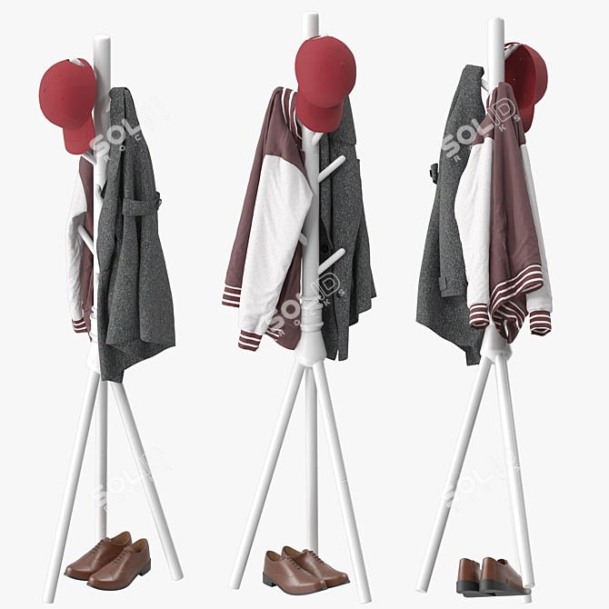  7-Hook Coat Rack Stand 3D model image 2