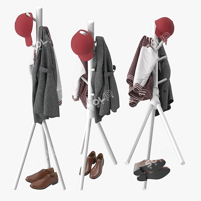  7-Hook Coat Rack Stand 3D model image 4