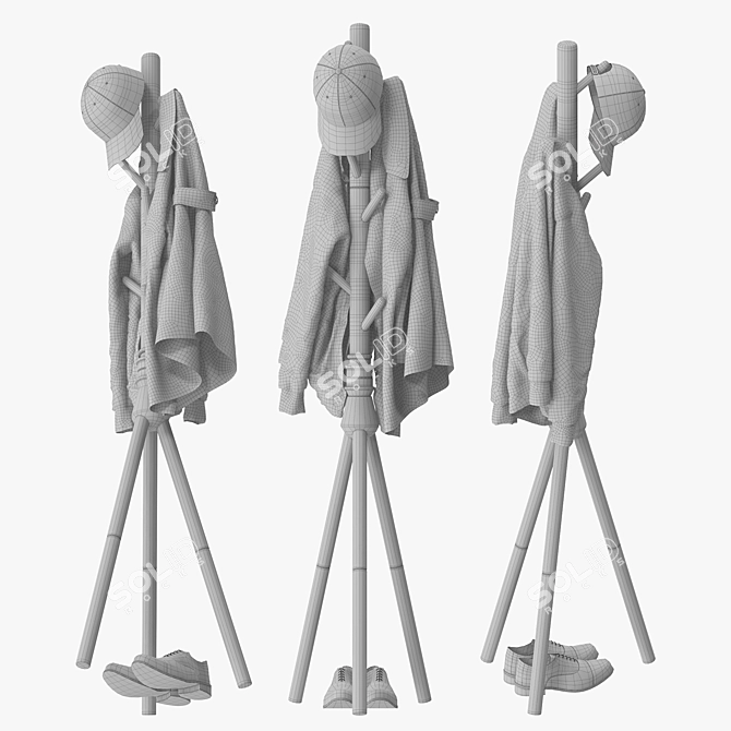  7-Hook Coat Rack Stand 3D model image 5