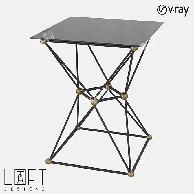 Minimalistic Coffee Table with Metal and Glass, 70406 Model 3D model image 1