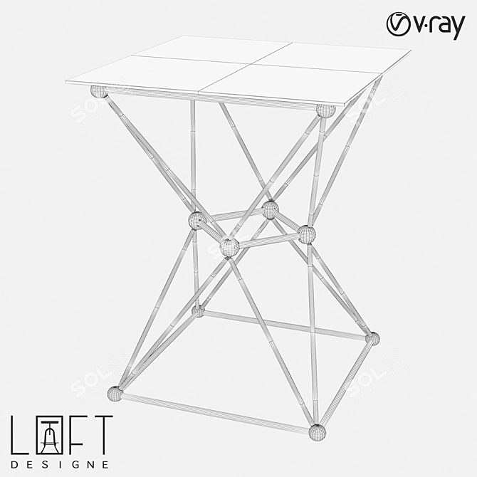 Minimalistic Coffee Table with Metal and Glass, 70406 Model 3D model image 2