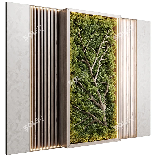 Indoor Vertical Garden Wooden Frame 3D model image 1