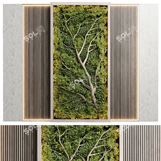 Indoor Vertical Garden Wooden Frame 3D model image 2