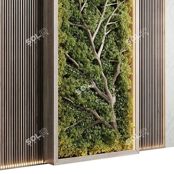 Indoor Vertical Garden Wooden Frame 3D model image 4