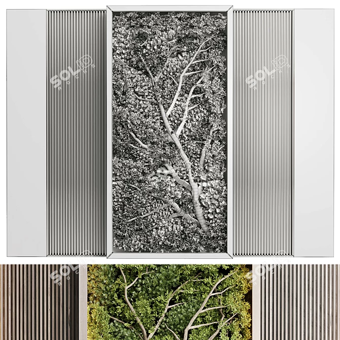 Indoor Vertical Garden Wooden Frame 3D model image 5