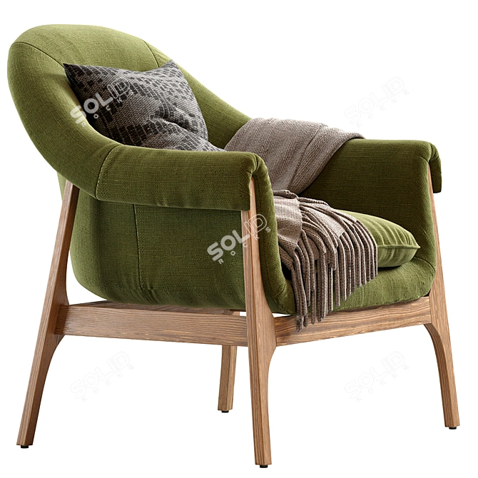 Modern Indio Haze Wood Chair 3D model image 2