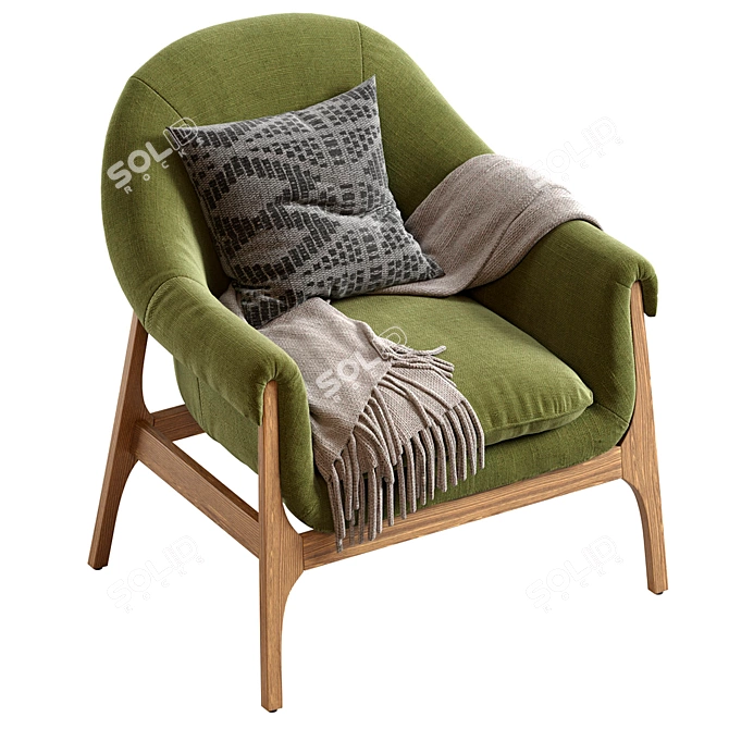 Modern Indio Haze Wood Chair 3D model image 5