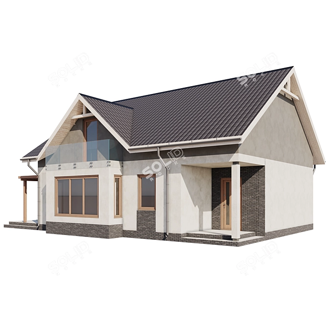 Single-Storey House with Attic 3D model image 2