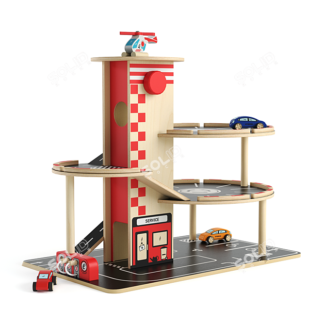 Hape E3002 Kids Multi-Level Parking 3D model image 1