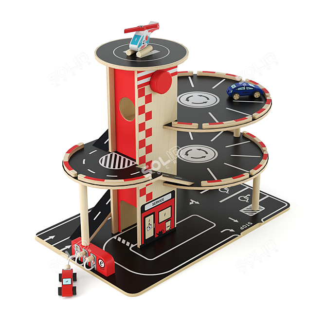 Hape E3002 Kids Multi-Level Parking 3D model image 2