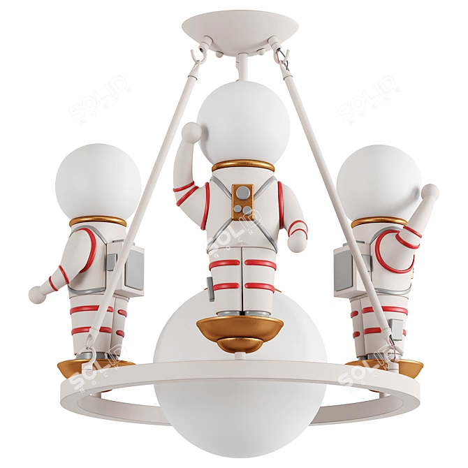 Cartoon Astronaut Chandelier - Resin Pendant Light 3D model image 1