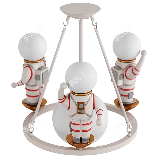 Cartoon Astronaut Chandelier - Resin Pendant Light 3D model image 2