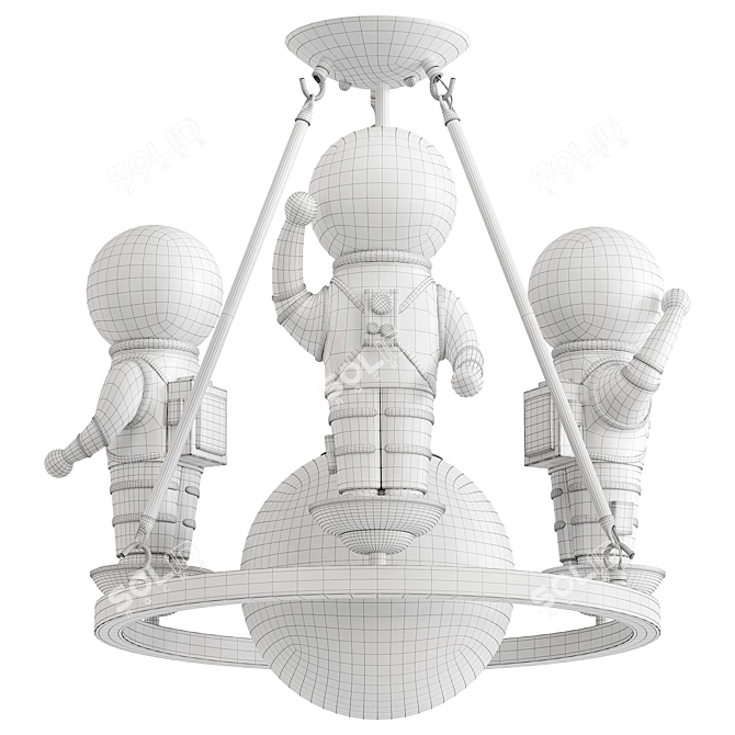 Cartoon Astronaut Chandelier - Resin Pendant Light 3D model image 3