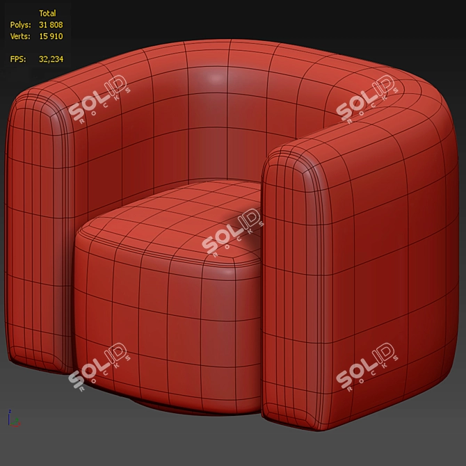 Swivel Hugger Accent Chair 3D model image 4