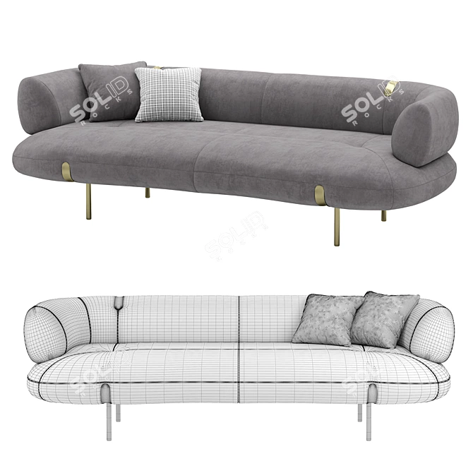 Elegant Leather Sofa: Cantori Johnson 3D model image 3