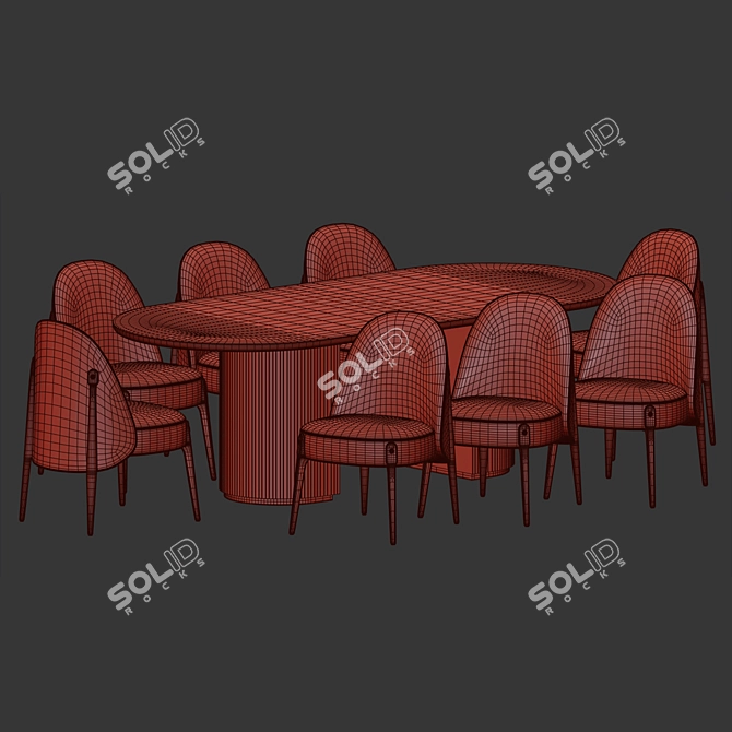 Luxury Velvet Dining Set 11 3D model image 2