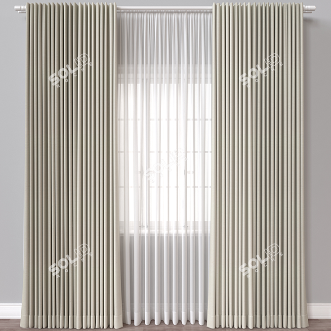 Modern Curtain 3D Model Render 3D model image 1