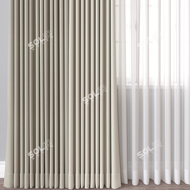 Modern Curtain 3D Model Render 3D model image 2