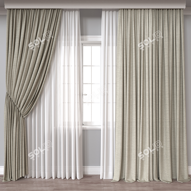  Versatile 3D Curtain Model 3D model image 1