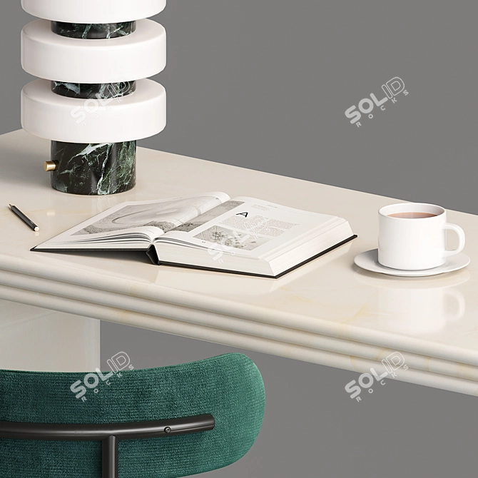 Swirled Cream Resin Desk BD3 3D model image 5