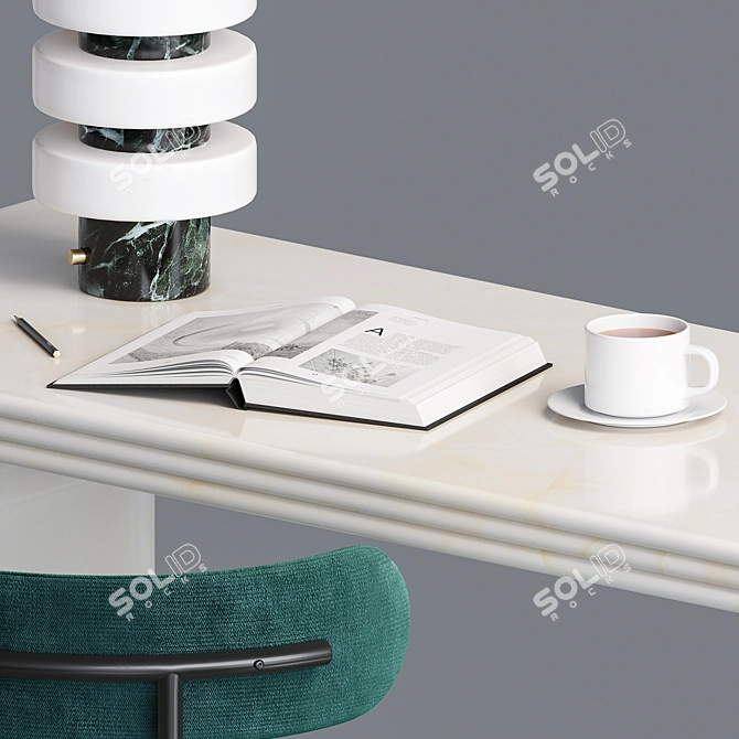 Swirled Cream Resin Desk BD3 3D model image 9