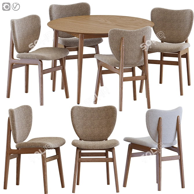 Elegant Elephant Chair Meeting Table 3D model image 1