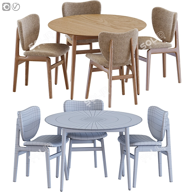 Elegant Elephant Chair Meeting Table 3D model image 3