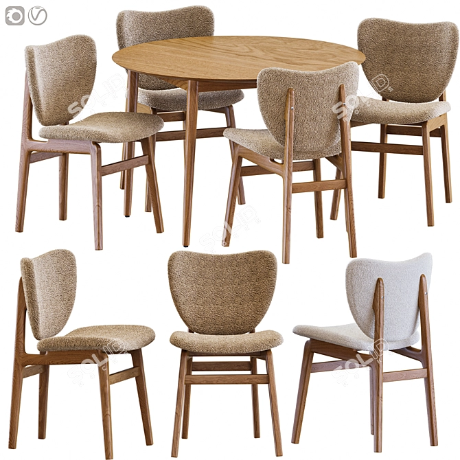 Elegant Elephant Chair Meeting Table 3D model image 4