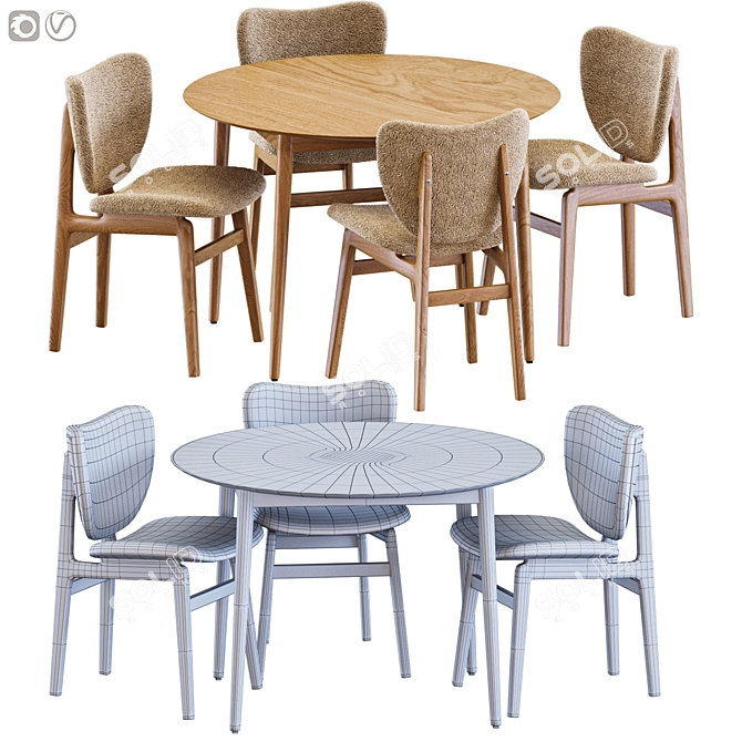 Elegant Elephant Chair Meeting Table 3D model image 6