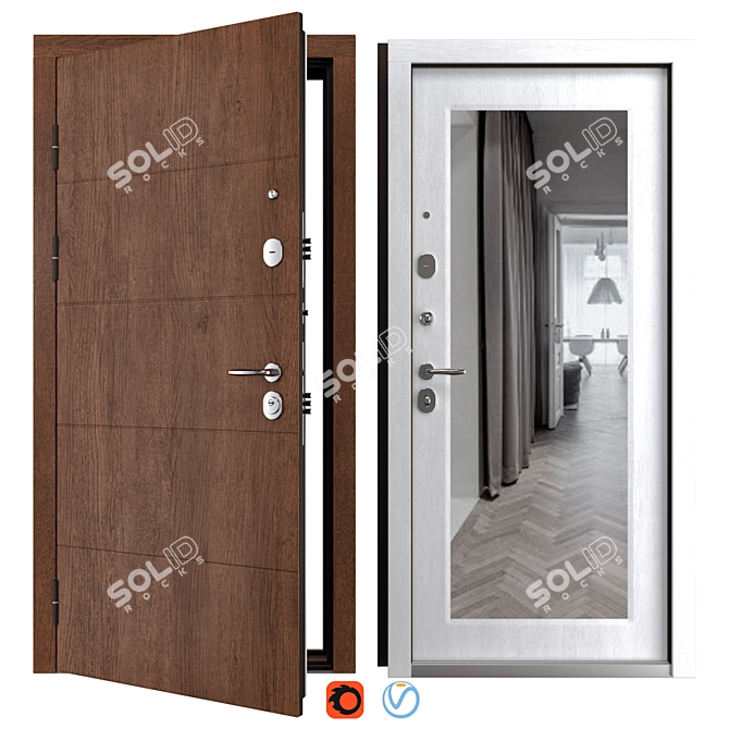 Flat Bravo Metal Entry Door 3D model image 1