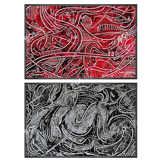 Artwork Set with Multiple Frames 3D model image 1