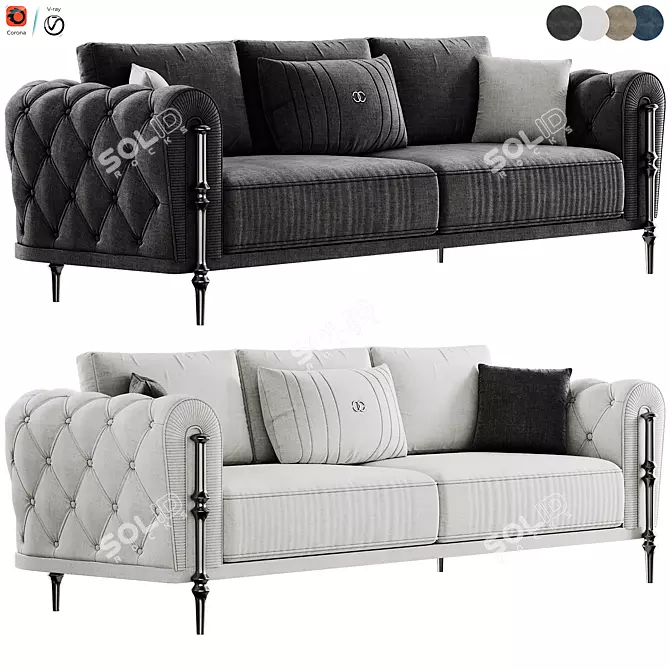Luxury Arven Sofa Set in Millimeters 3D model image 1