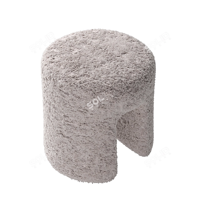 Luxurious Sheepskin Pouf 1756 Fabric 3D model image 3
