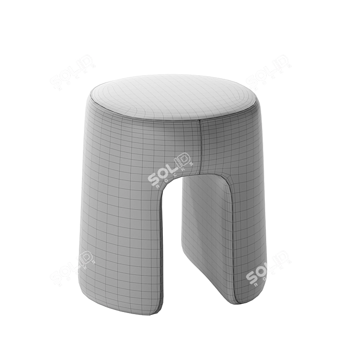 Luxurious Sheepskin Pouf 1756 Fabric 3D model image 7