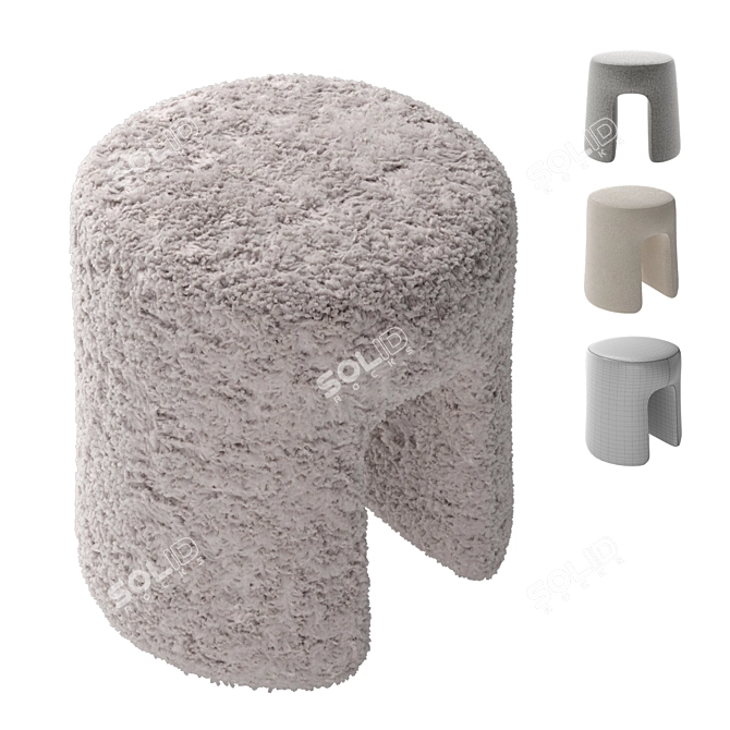 Luxurious Sheepskin Pouf 1756 Fabric 3D model image 8