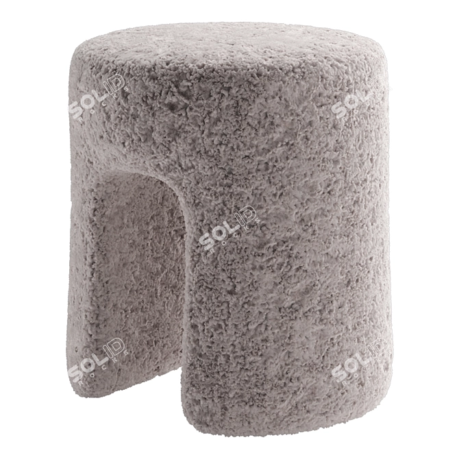 Luxurious Sheepskin Pouf 1756 Fabric 3D model image 12