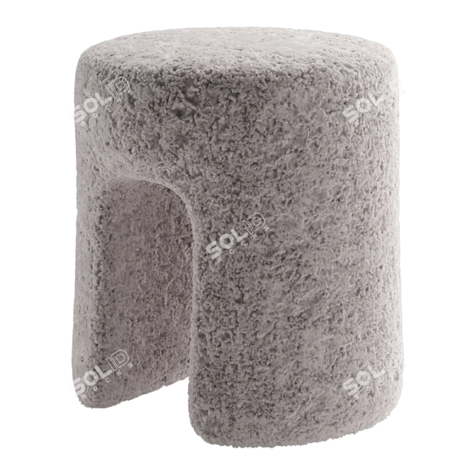 Luxurious Sheepskin Pouf 1756 Fabric 3D model image 14