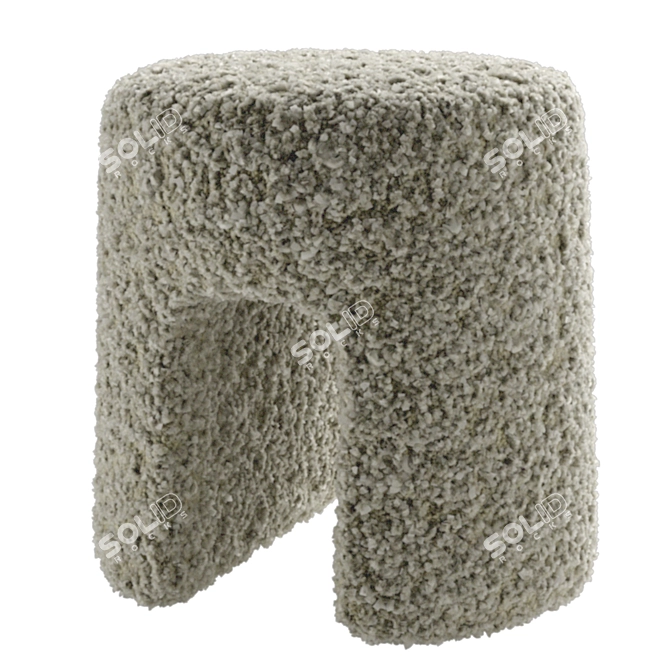 Luxurious Sheepskin Pouf 1756 Fabric 3D model image 20