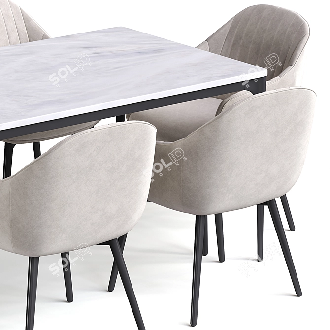 Modern Kanto Dining Table Set 3D model image 4