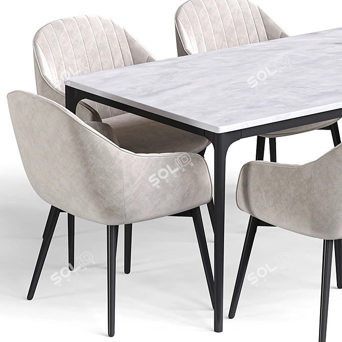 Modern Kanto Dining Table Set 3D model image 5
