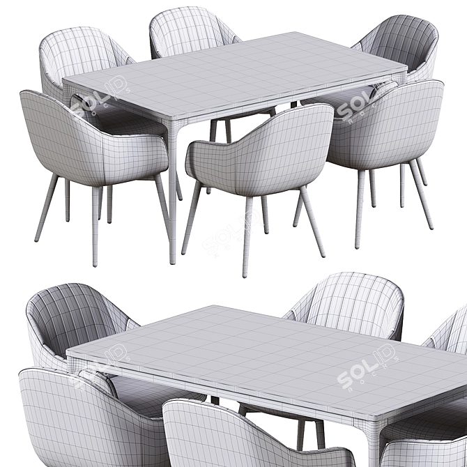 Modern Kanto Dining Table Set 3D model image 6