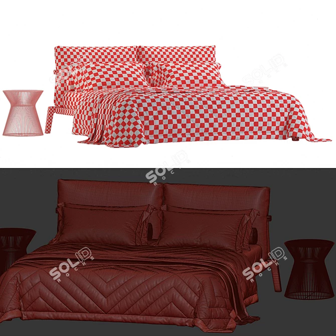 Modern Dual Material Bed Model 3D model image 4